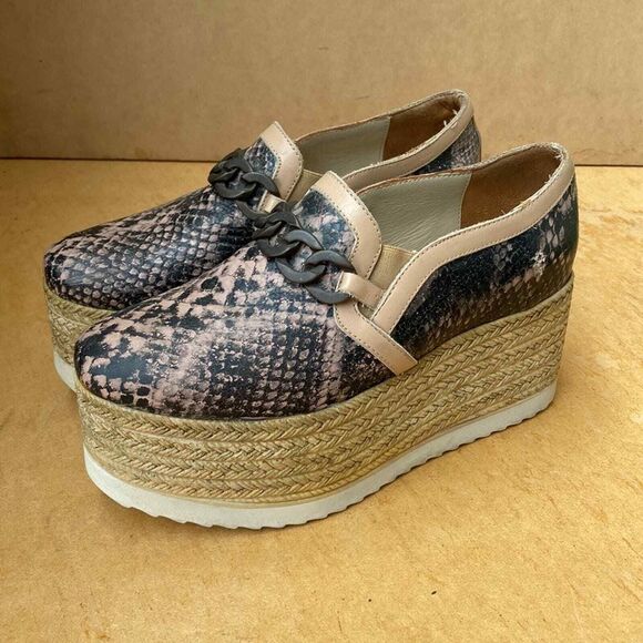 Faux Snakeskin Platform Espadrille Shoes Women EU 37 US 6.5 Lightweight Clubwear - Picture 7 of 15